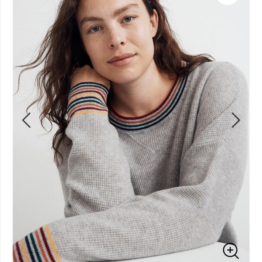MADEWELL Cashmere Rainbow-Trim Sweatshirt sz S
